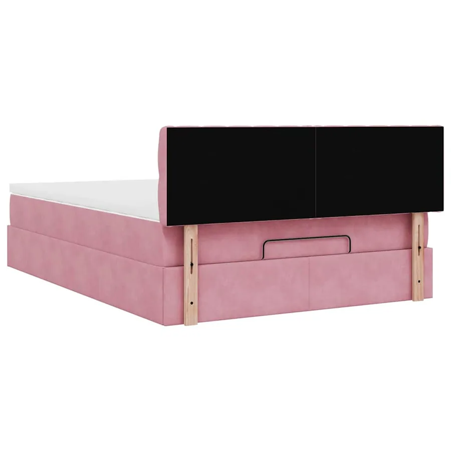 Cadre de lit ottoman avec matelas rose 140x200 cm velours - 11