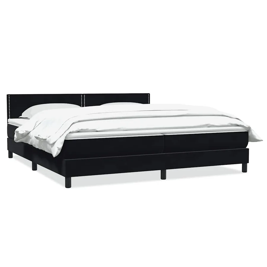 Sommier à lattes de lit avec matelas noir 200x220 cm velours - 2