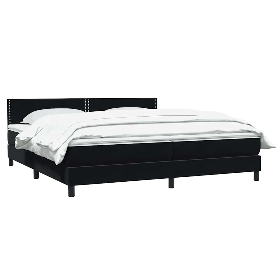 Sommier à lattes de lit avec matelas noir 200x220 cm velours - 3