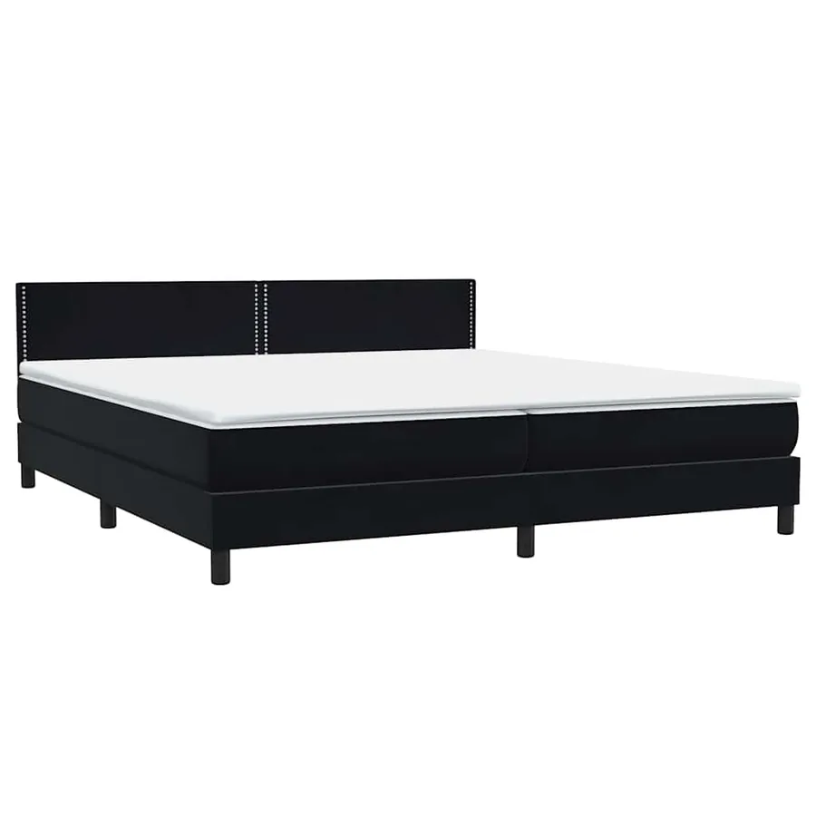 Sommier à lattes de lit avec matelas noir 200x220 cm velours - 4