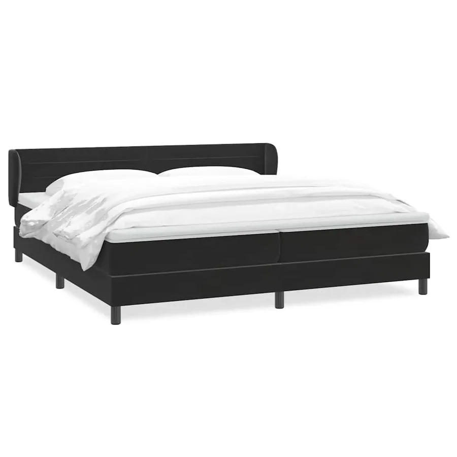 Sommier à lattes de lit avec matelas noir 200x220 cm velours - 2