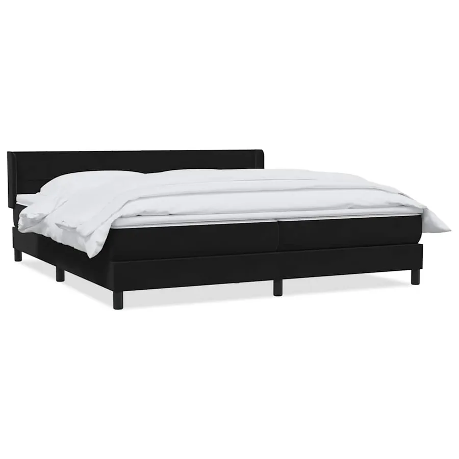 Sommier à lattes de lit avec matelas noir 200x220 cm velours - 2