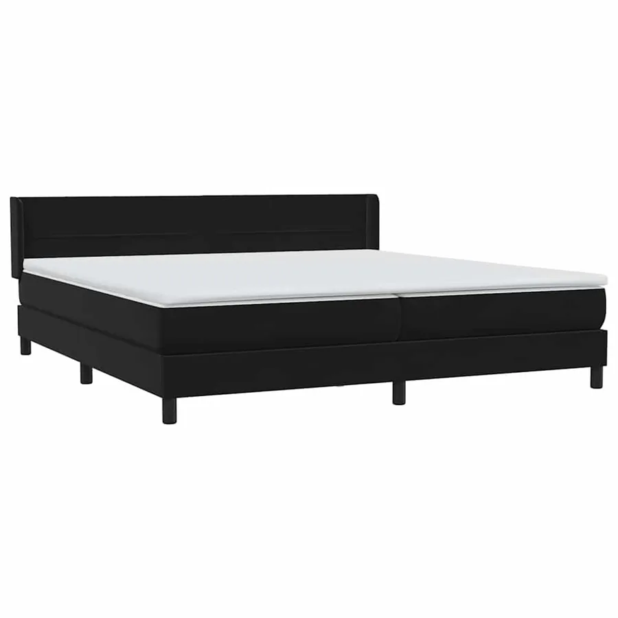 Sommier à lattes de lit avec matelas noir 200x220 cm velours - 4