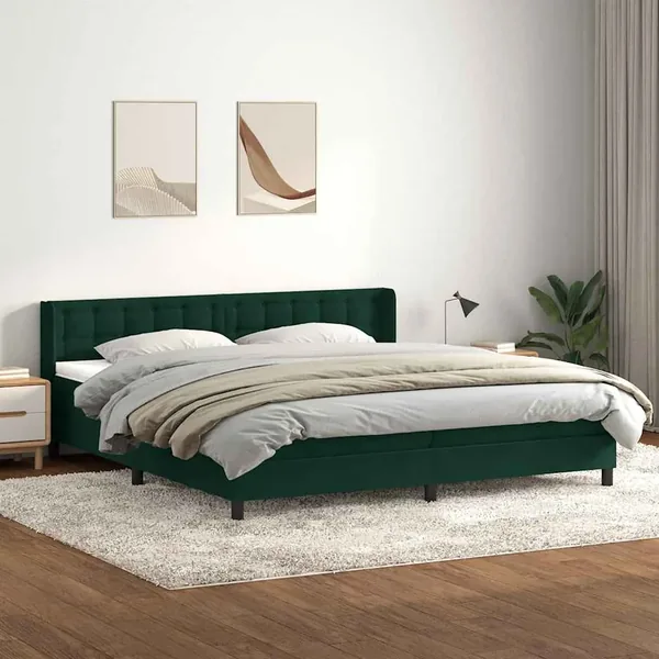 Sommier à lattes de lit et matelas vert foncé 180x220cm velours