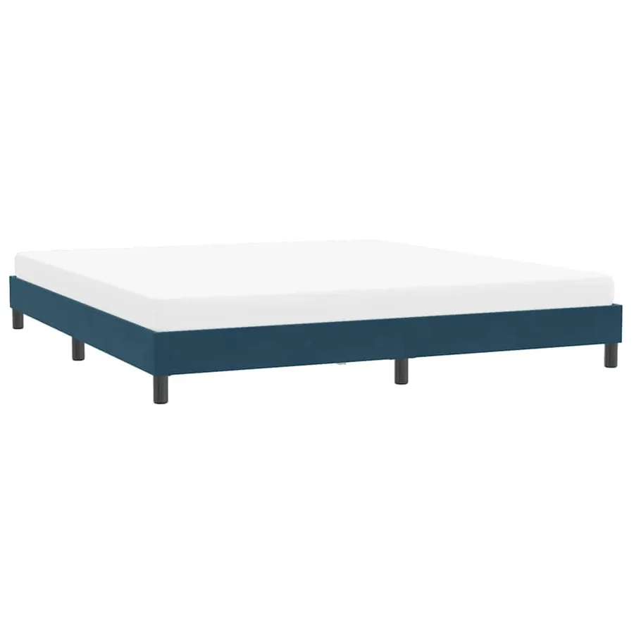 Cadre de lit sans matelas bleu foncé 200x220 cm velours - 4