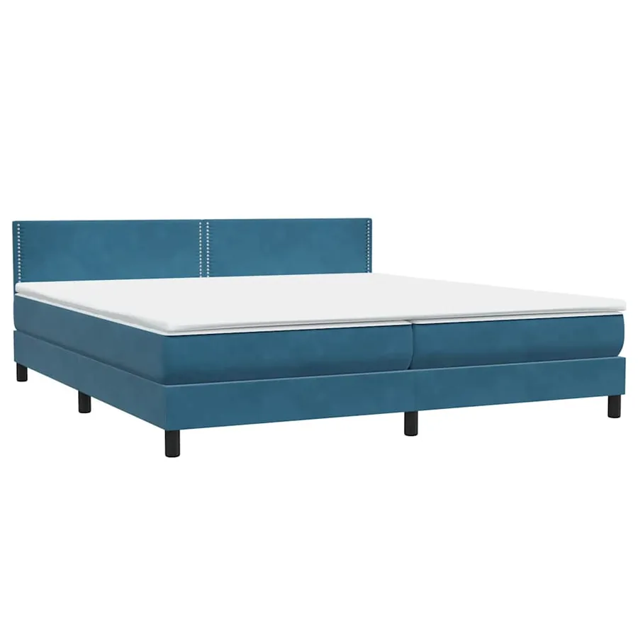 Sommier à lattes de lit et matelas bleu foncé 200x220cm velours - 4