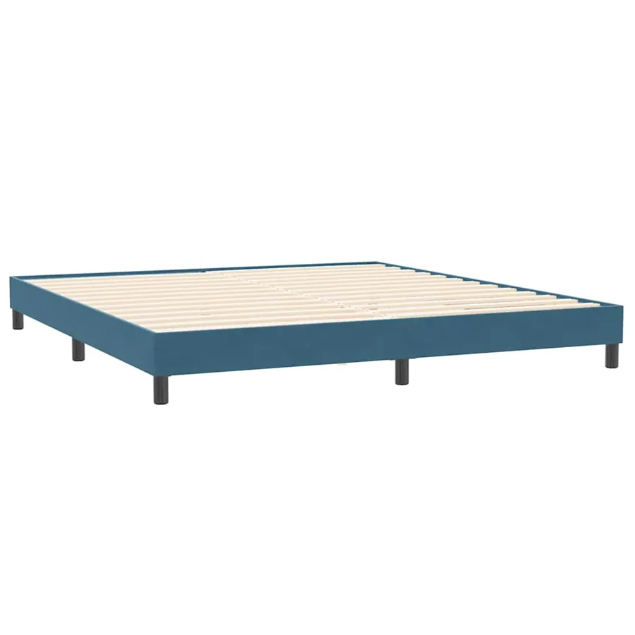 Sommier à lattes de lit et matelas bleu foncé 200x220cm velours - 5