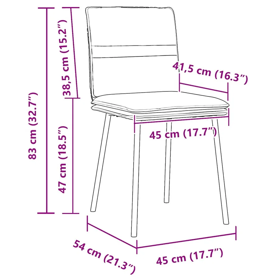 Chaises à manger lot de 2 Crème Velours - 9