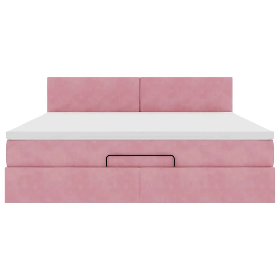 Cadre de lit ottoman avec matelas rose 160x200 cm velours - 6