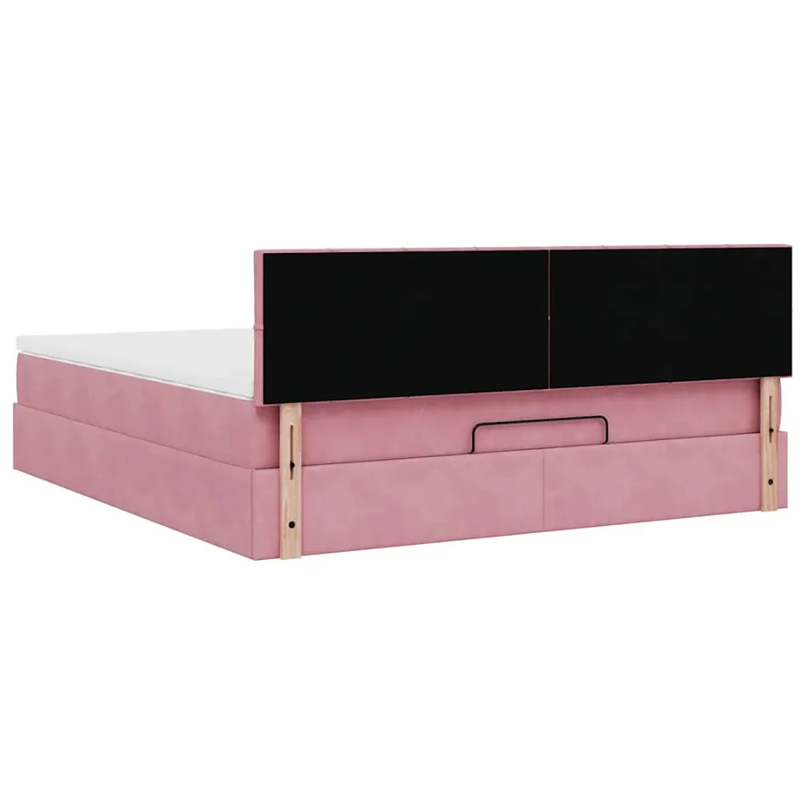 Cadre de lit ottoman avec matelas rose 160x200 cm velours - 10