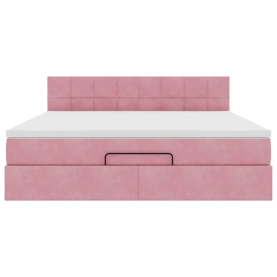 Cadre de lit ottoman avec matelas rose 160x200 cm velours - 6