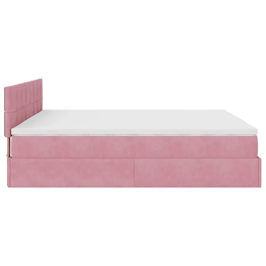 Cadre de lit ottoman avec matelas rose 160x200 cm velours - 9