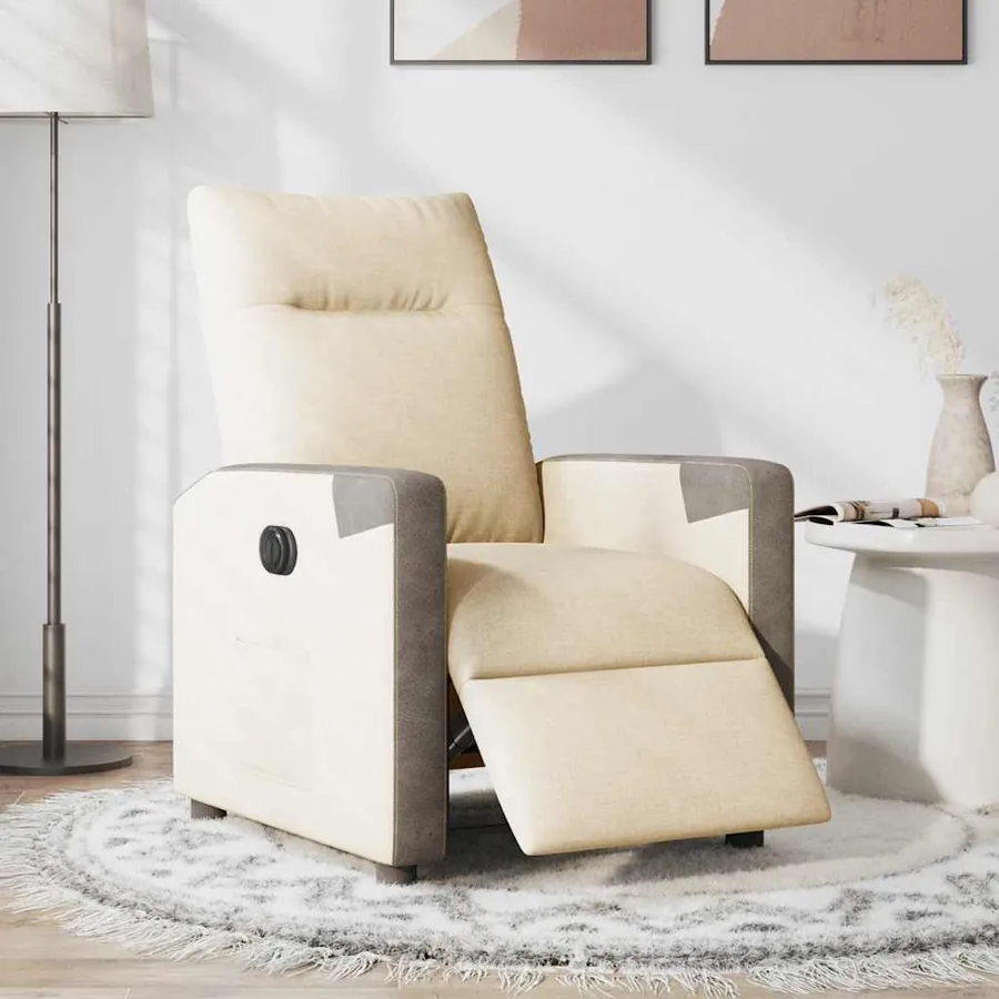 Fauteuil inclinable électrique Crème Tissu - 3