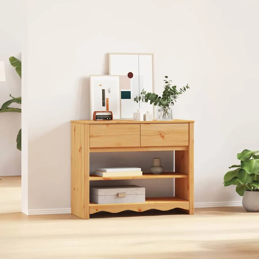 Table console avec tiroir Drammen Chêne 89,5 x 37 x 73 cm