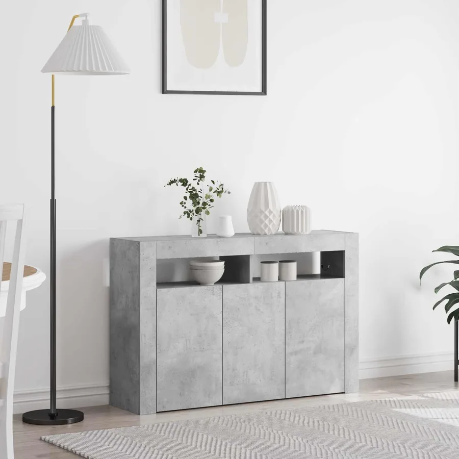 Buffet Gris béton 116 x 30 x 75 cm Bois d'ingénierie