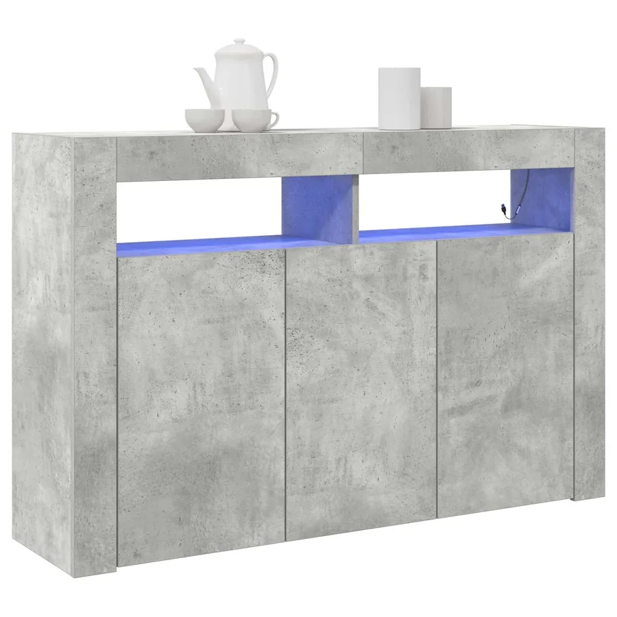 Buffet Gris béton 116 x 30 x 75 cm Bois d'ingénierie - 3