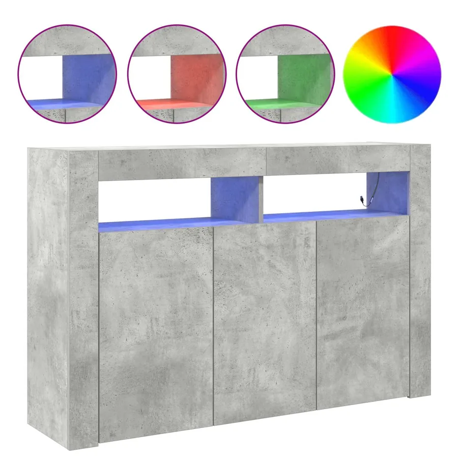Buffet Gris béton 116 x 30 x 75 cm Bois d'ingénierie - 4