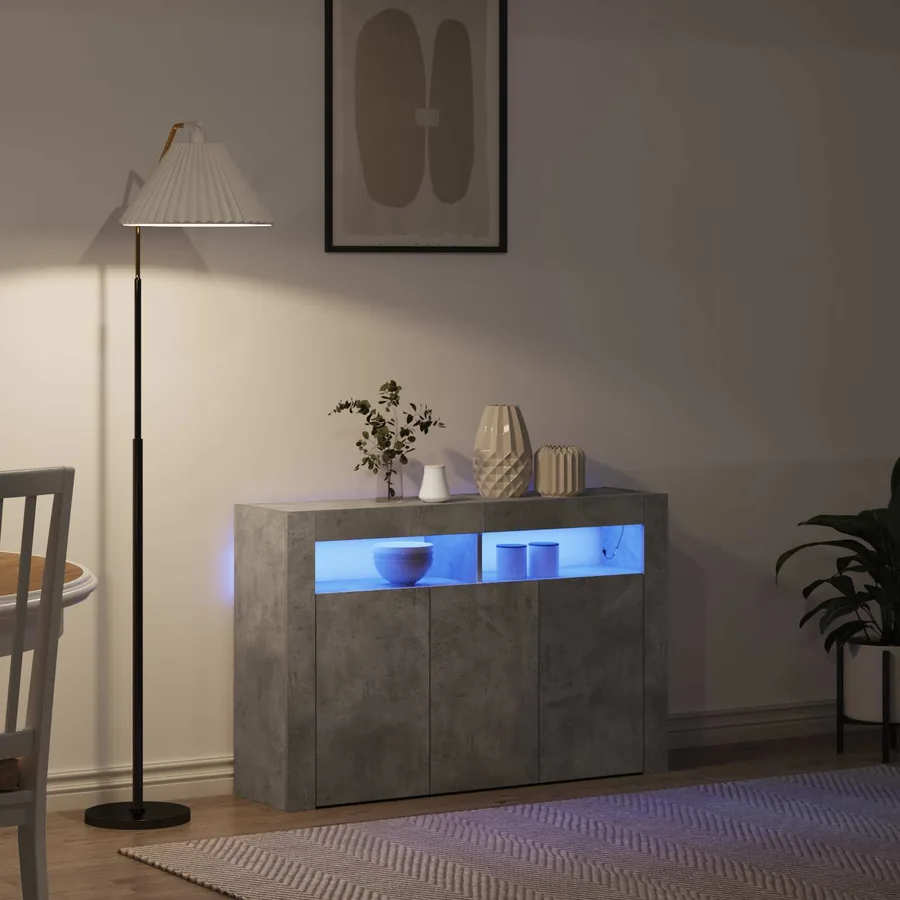 Buffet Gris béton 116 x 30 x 75 cm Bois d'ingénierie - 5