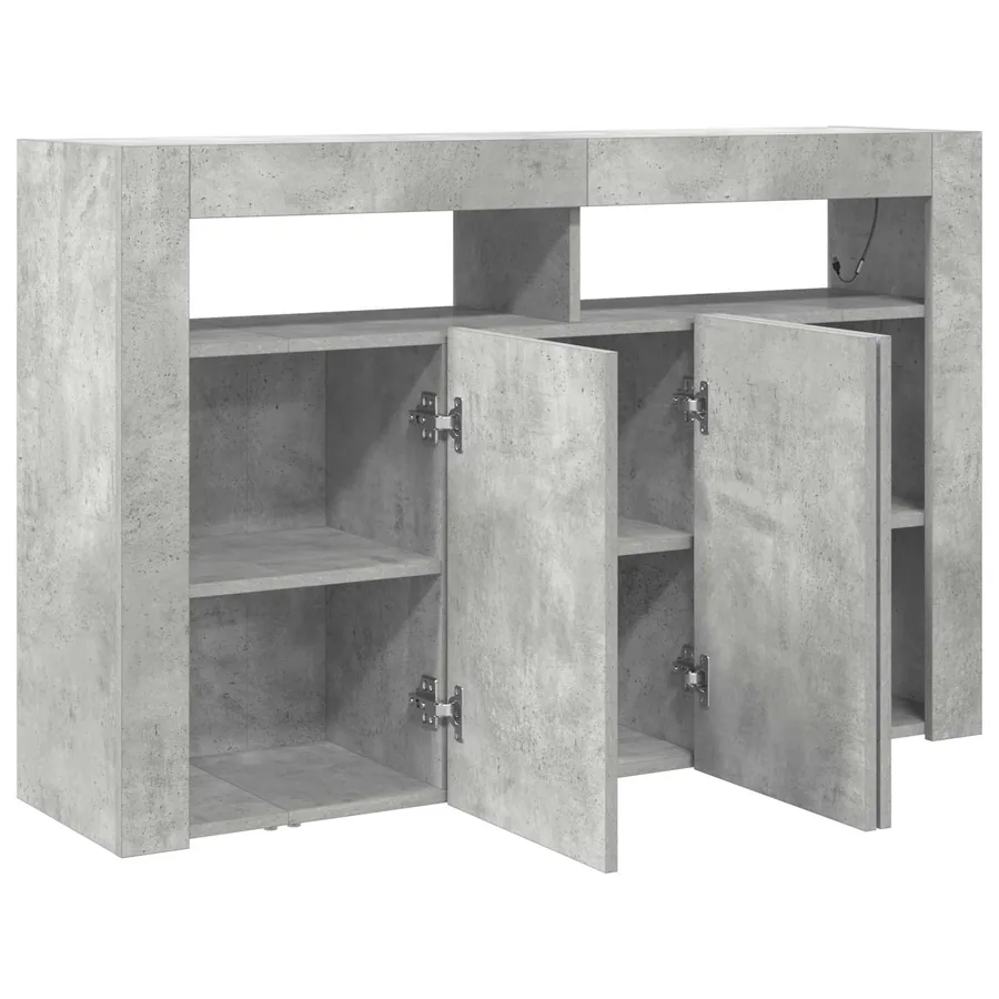 Buffet Gris béton 116 x 30 x 75 cm Bois d'ingénierie - 6