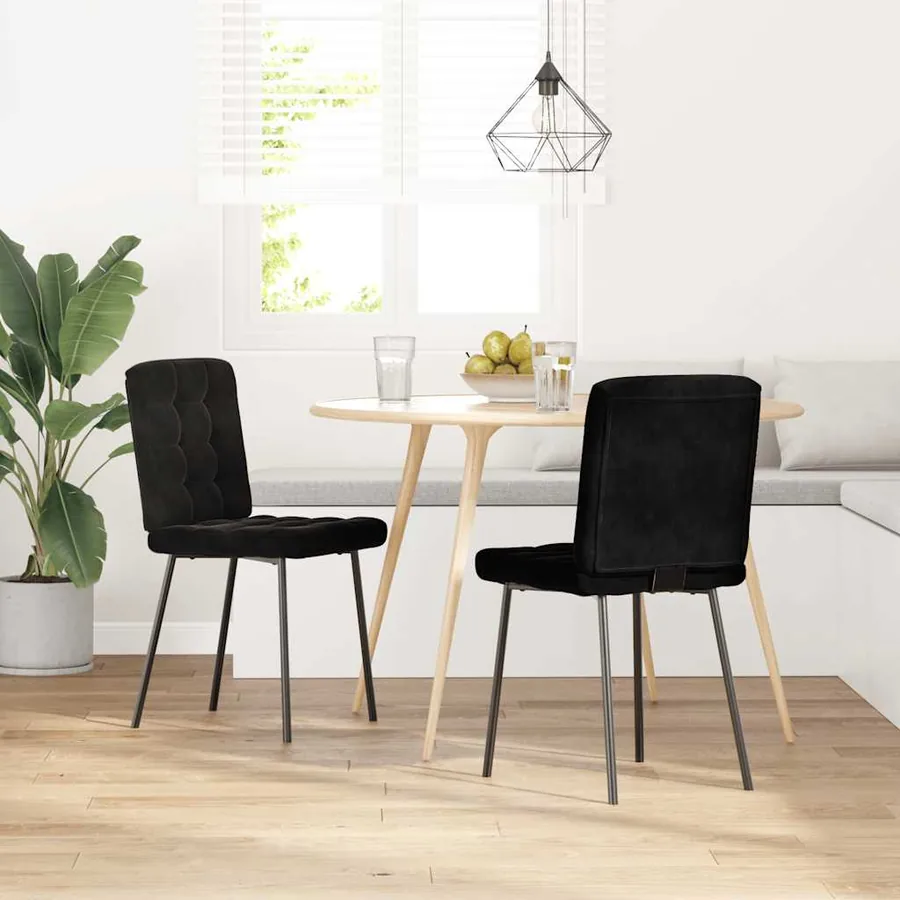 Chaises à manger lot de 2 Noir Velours - 2