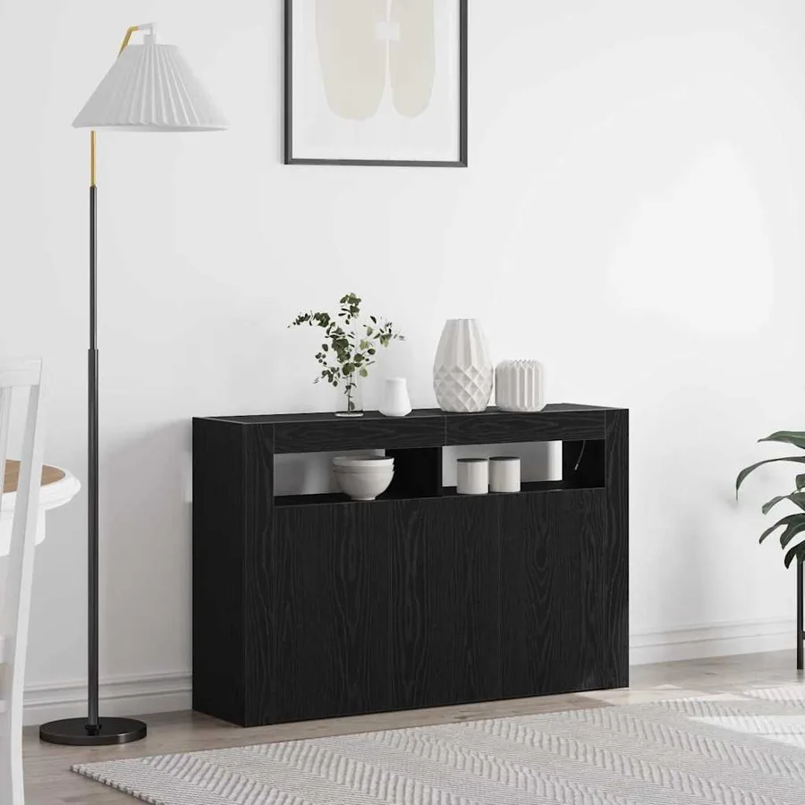 Buffet Chêne noir 116 x 30 x 75 cm Bois d'ingénierie