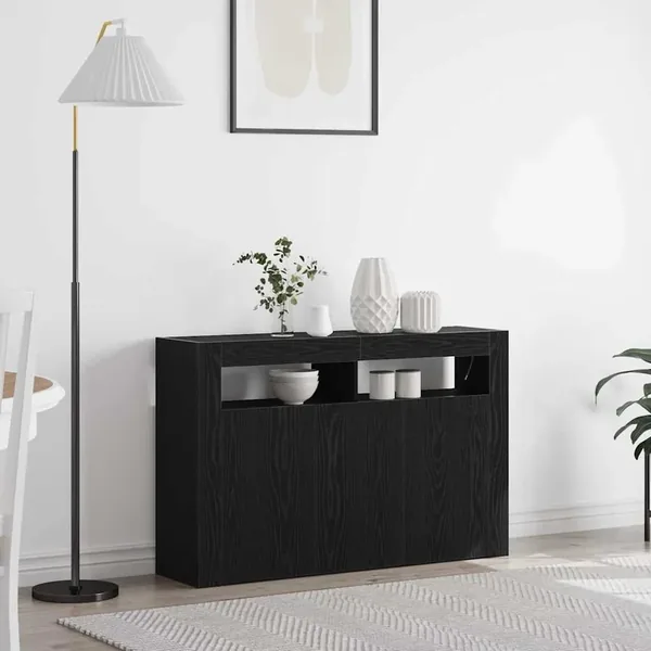 Buffet Chêne noir 116 x 30 x 75 cm Bois d'ingénierie