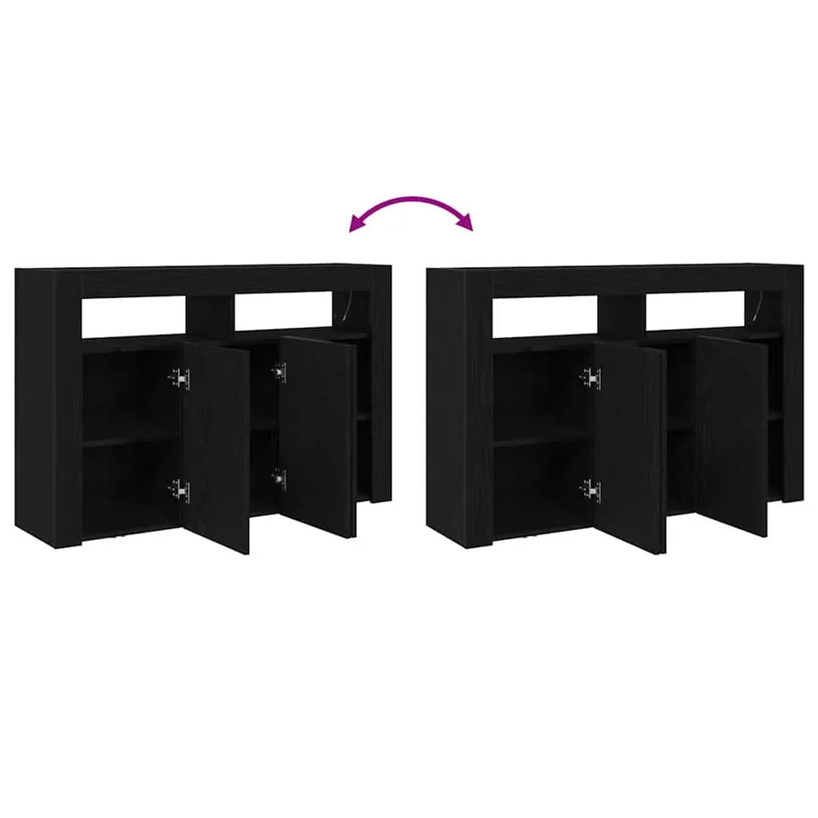Buffet Chêne noir 116 x 30 x 75 cm Bois d'ingénierie - 13