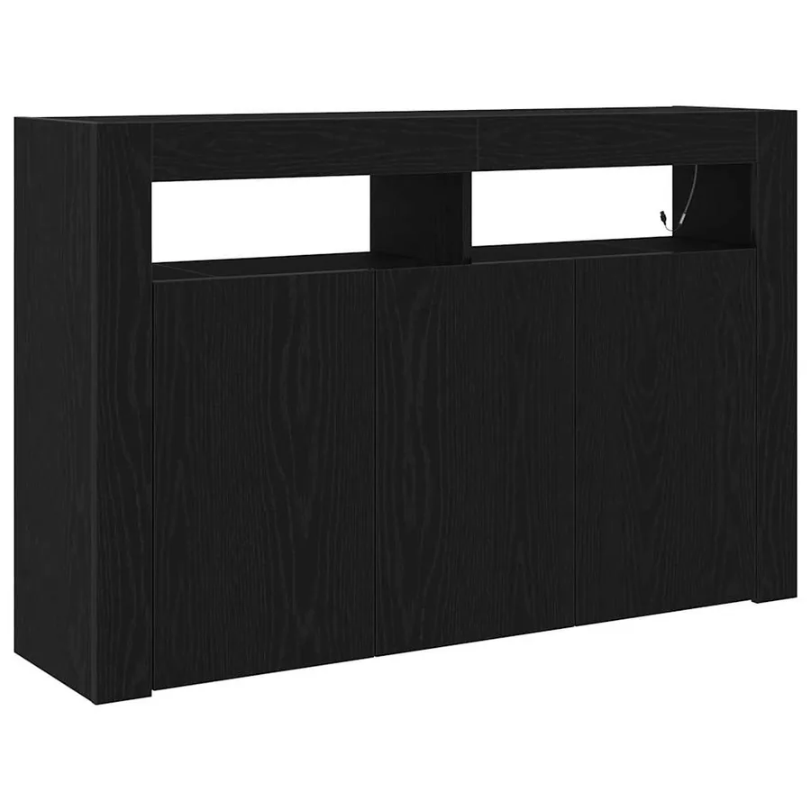 Buffet Chêne noir 116 x 30 x 75 cm Bois d'ingénierie - 2