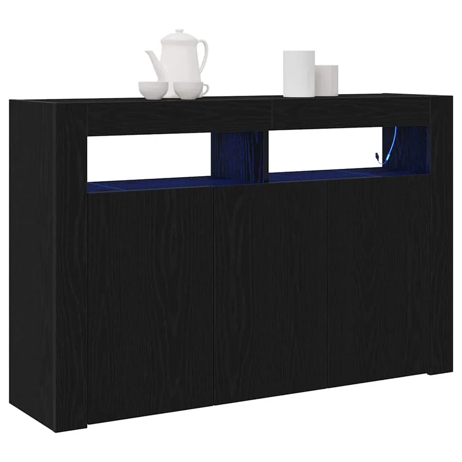 Buffet Chêne noir 116 x 30 x 75 cm Bois d'ingénierie - 3