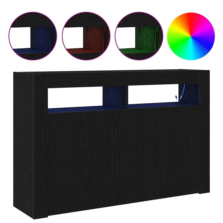 Buffet Chêne noir 116 x 30 x 75 cm Bois d'ingénierie - 4