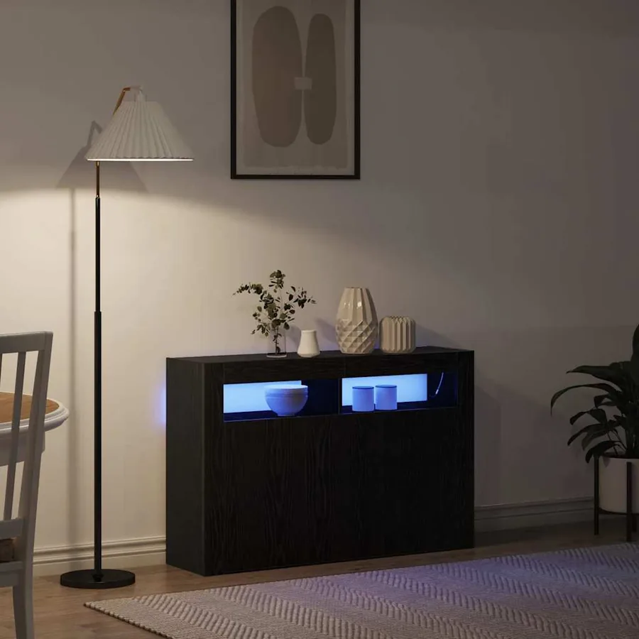Buffet Chêne noir 116 x 30 x 75 cm Bois d'ingénierie - 5