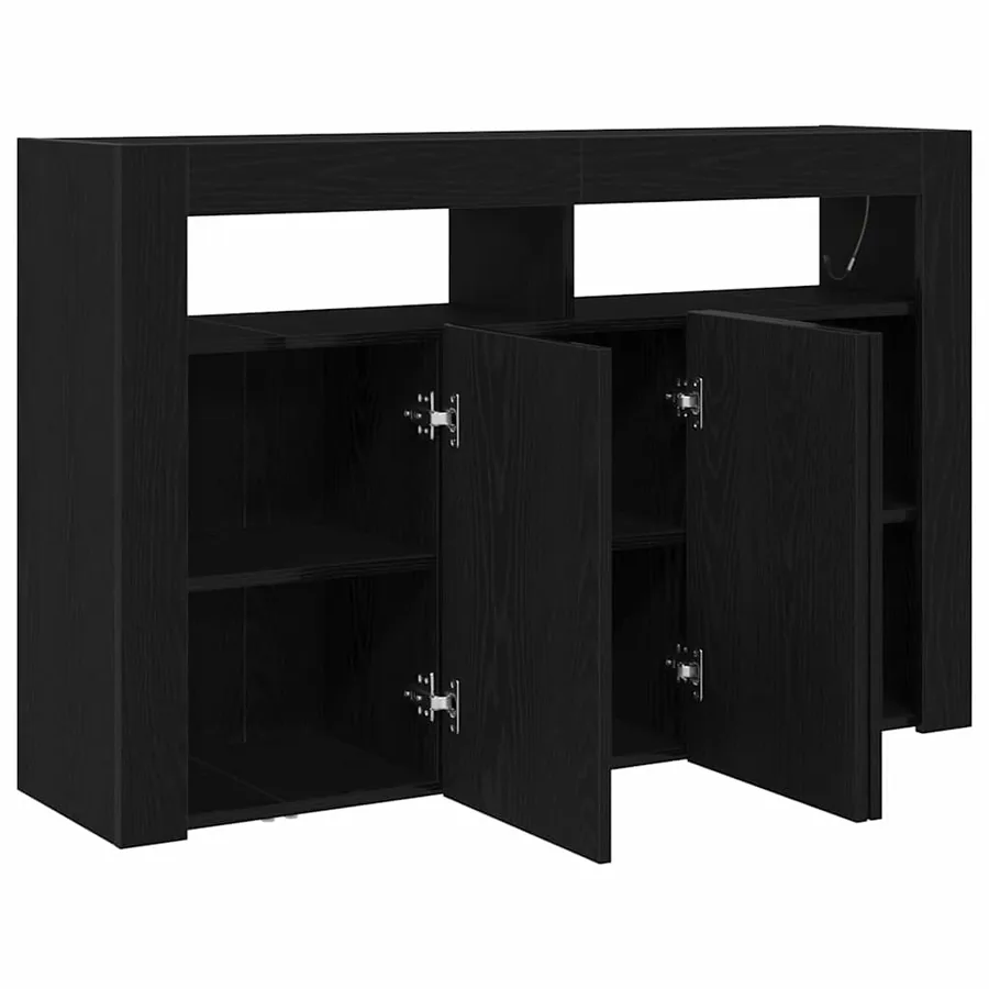 Buffet Chêne noir 116 x 30 x 75 cm Bois d'ingénierie - 6