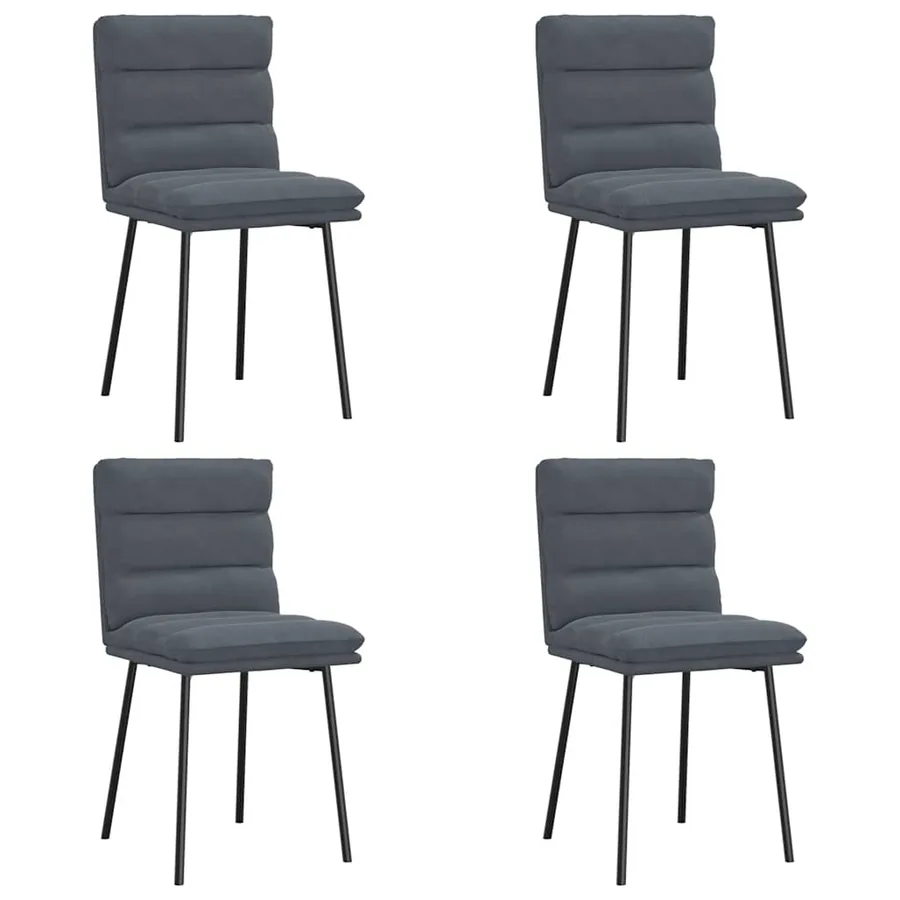 Chaises à manger lot de 4 Gris foncé Velours - 2