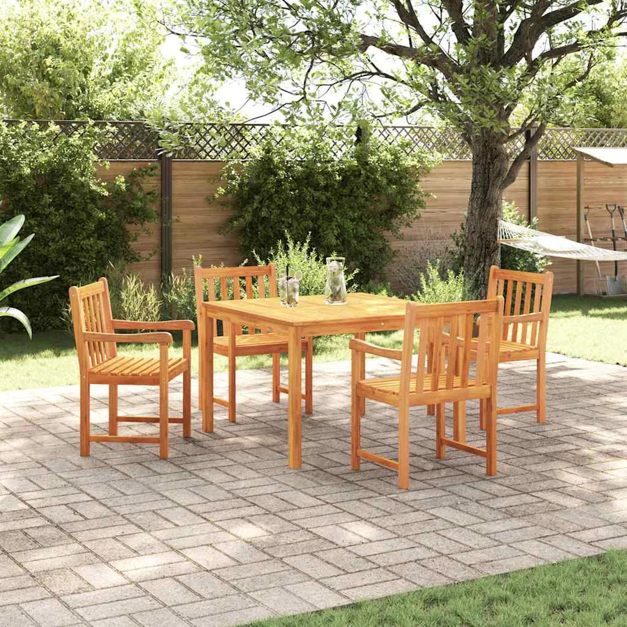 Ensemble de salle à manger pour jardin 5 pcs Marron