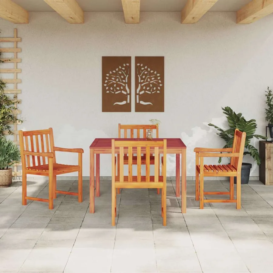 Ensemble de salle à manger pour jardin 5 pcs Marron - 4