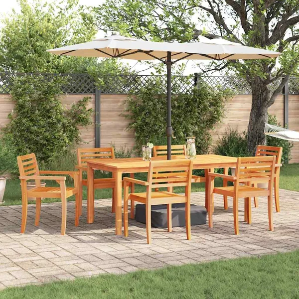 Ensemble de salle à manger pour jardin 7 pcs Marron
