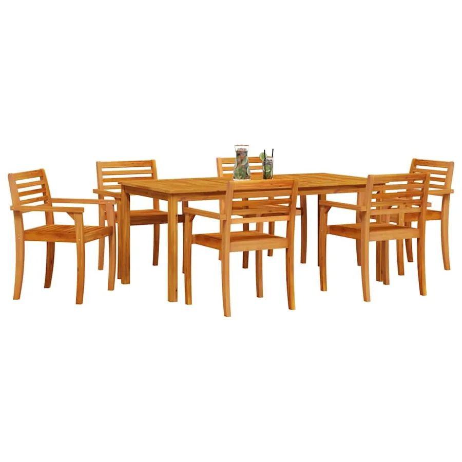Ensemble de salle à manger pour jardin 7 pcs Marron - 3