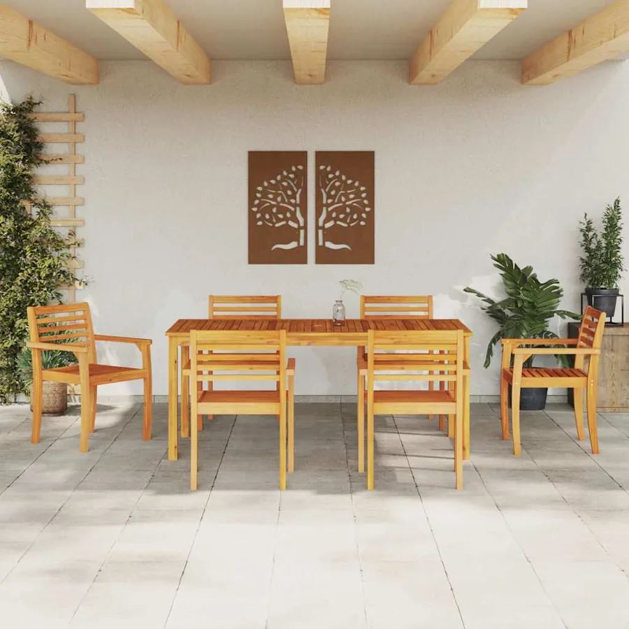 Ensemble de salle à manger pour jardin 7 pcs Marron - 4