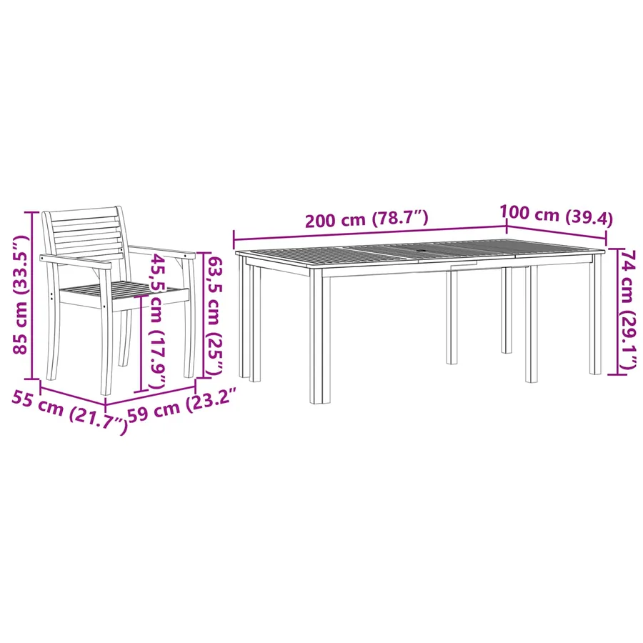 Ensemble de salle à manger pour jardin 7 pcs Marron - 12