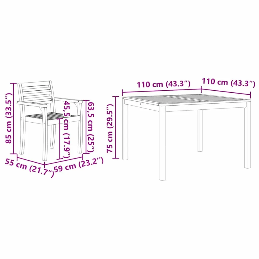 Ensemble de salle à manger pour jardin 3 pcs Marron - 8