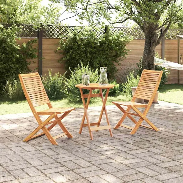 Ensemble bistro pliant 3 pcs Marron Bois d'Acacia Massif
