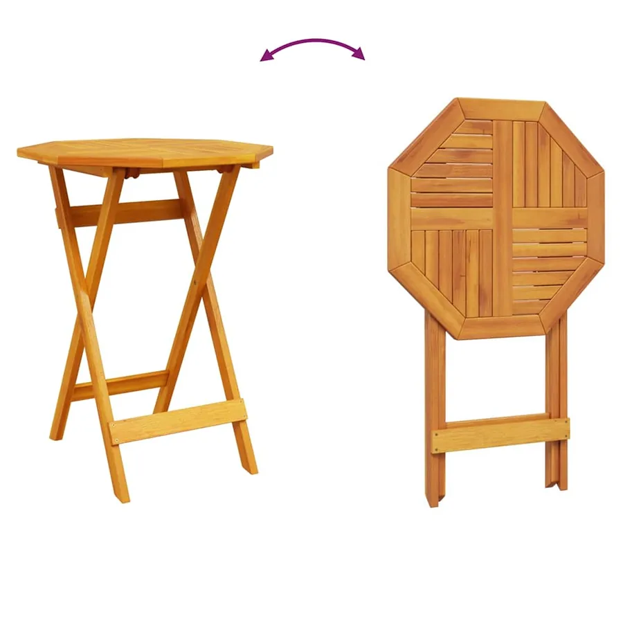 Ensemble bistro pliant 3 pcs Marron Bois d'Acacia Massif - 13