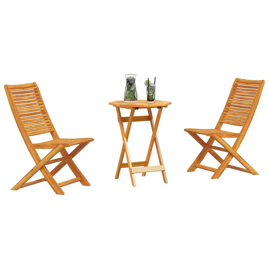 Ensemble bistro pliant 3 pcs Marron Bois d'Acacia Massif - 3