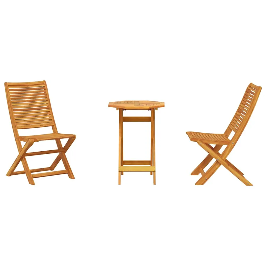 Ensemble bistro pliant 3 pcs Marron Bois d'Acacia Massif - 7