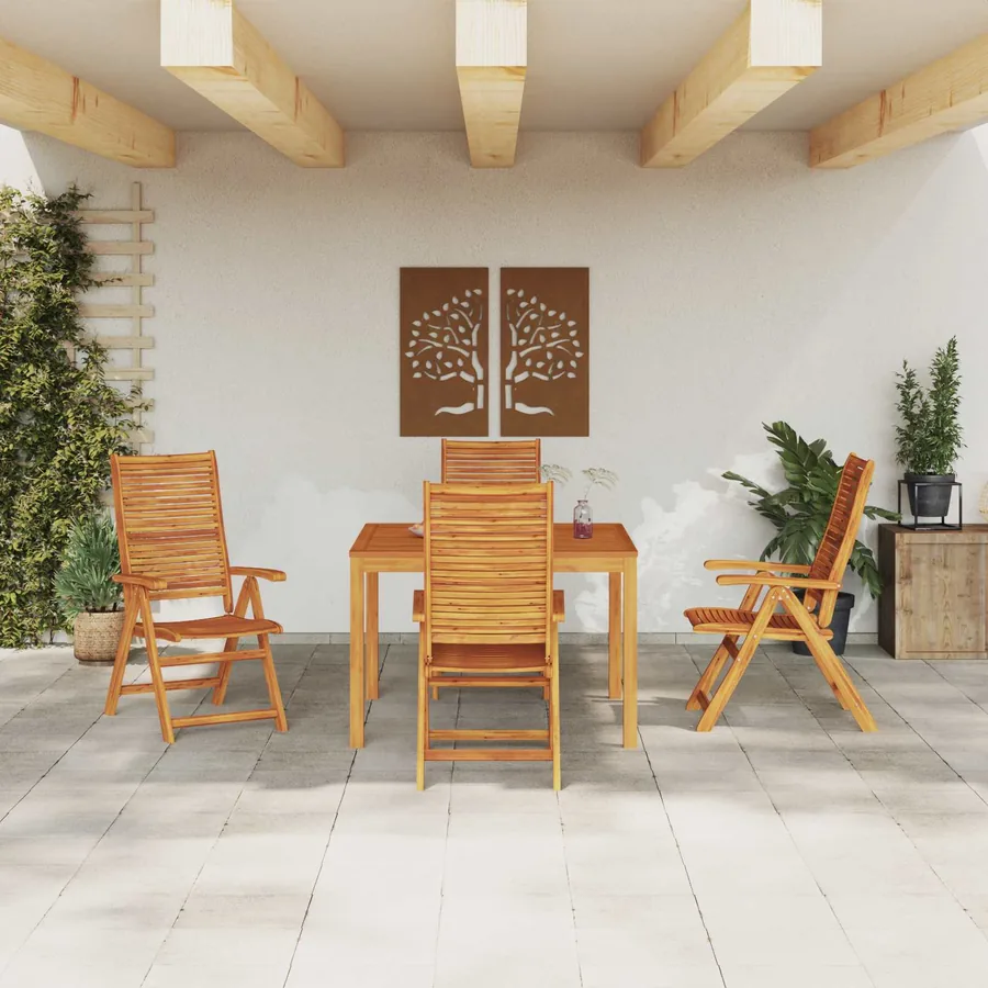 Ensemble de salle à manger pour jardin 5 pcs Marron