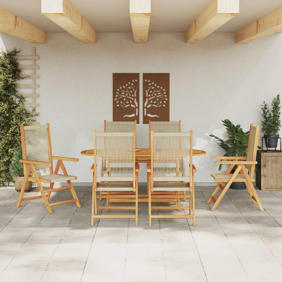 Ensemble de salle à manger pour jardin 7 pcs Beige