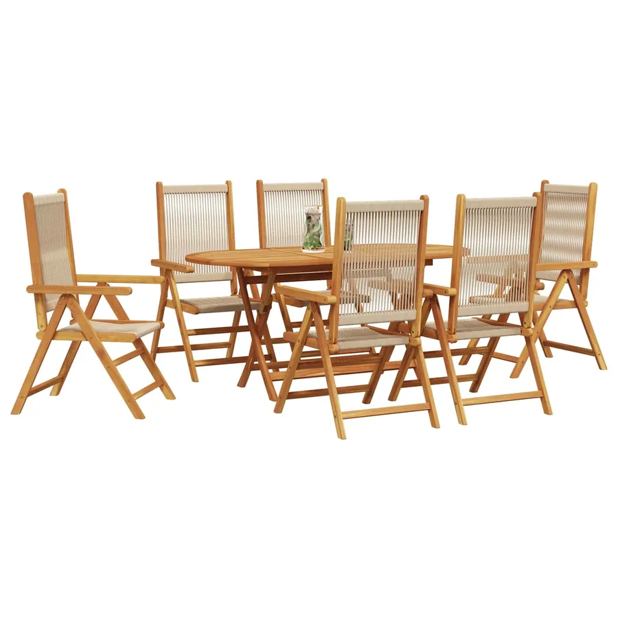 Ensemble de salle à manger pour jardin 7 pcs Beige - 3