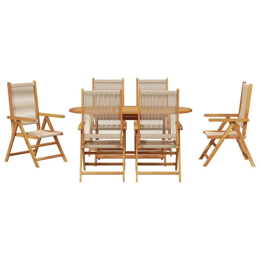Ensemble de salle à manger pour jardin 7 pcs Beige - 7