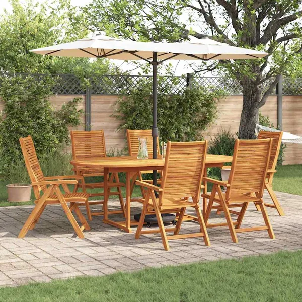 Ensemble de salle à manger pour jardin 7 pcs Marron