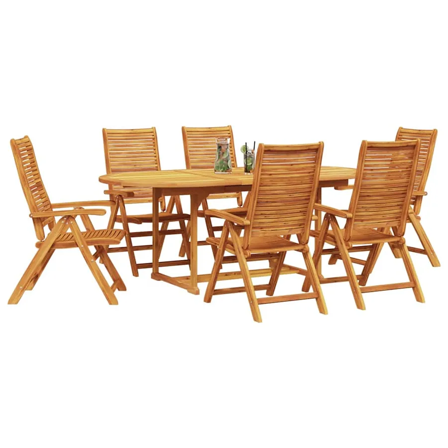 Ensemble de salle à manger pour jardin 7 pcs Marron - 3